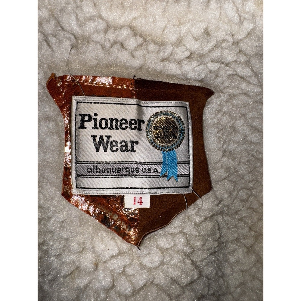 Vintage‎ Women's Pioneer Wear Leather & Sherpa Western Style Coat Size 14 - Picture 10 of 12